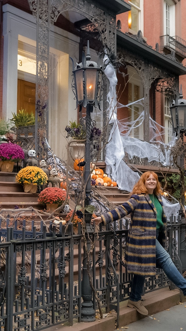 Brownstones wrapped in cobwebs, pumpkins on every stoop, and that crisp autumn light you only get here. 
I love walking through the city this time of year - it’s cozy, cinematic, and a little magical.

#romanoff_nyc