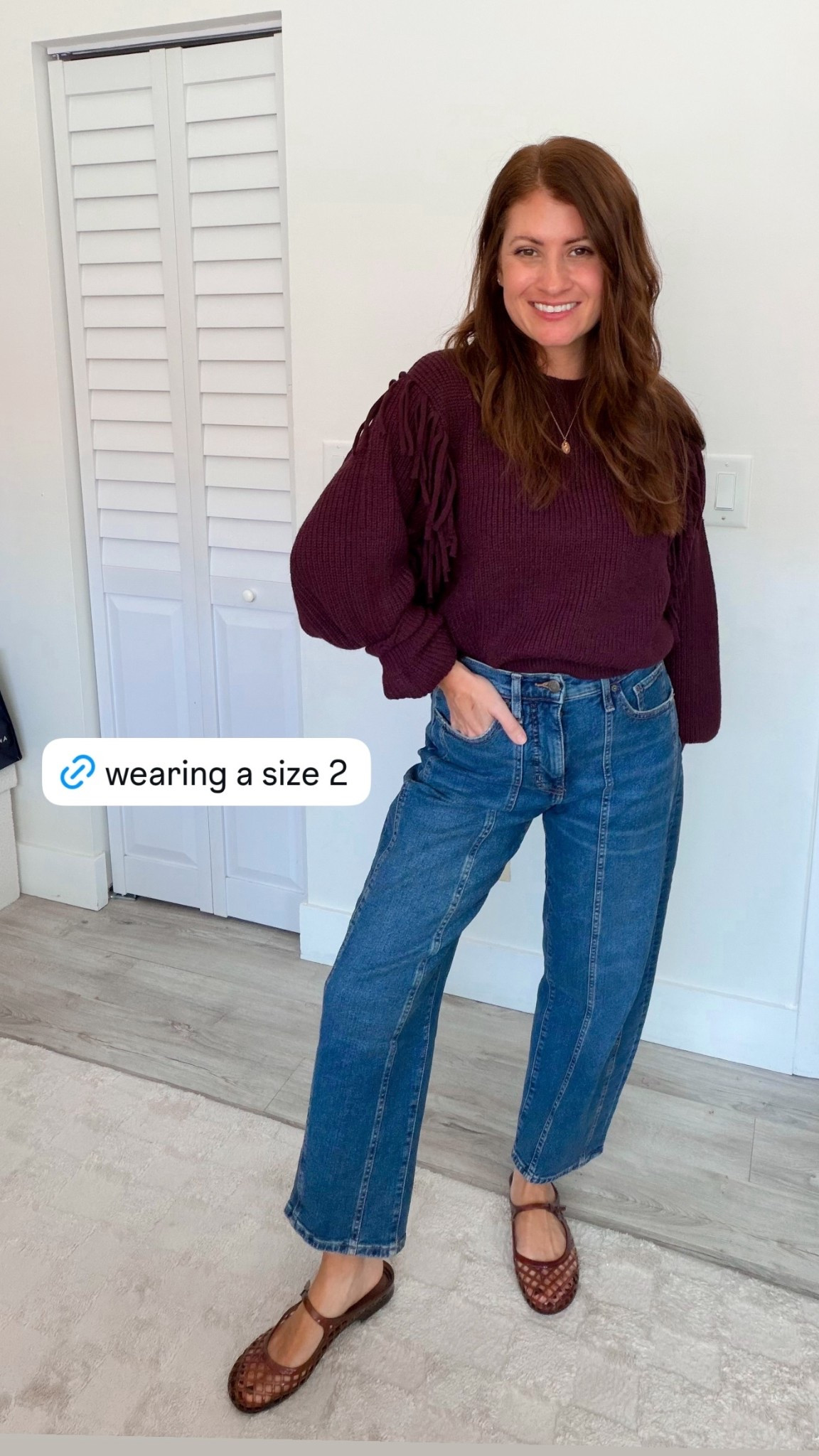 The cutest barrel jeans! Wearing a size 2! 

#LTKHoliday #LTKGiftGuide