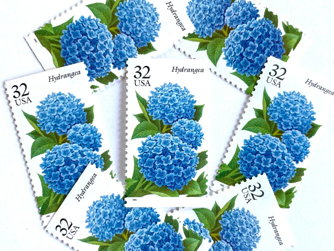 10 Vintage Unused Hydrangea Flower Mail Stamps / Blue Fall Garden Flowers Botanical USPS Postage ... | Etsy (US)