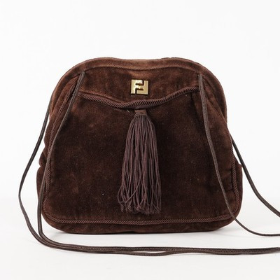 FENDI Zucca Suede Pouch Bag Handbag Brown canvas Women XY187 | eBay US
