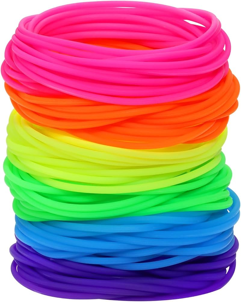 Penta Angel Silicone Jelly Hair Tie Bracelet 30Pcs Adult Size Retro Solid Neon 80s Style Costume ... | Amazon (US)