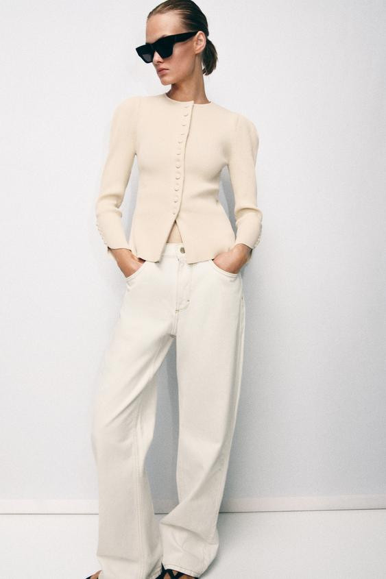 CARDIGAN WITH PUFF SLEEVES | Zara US