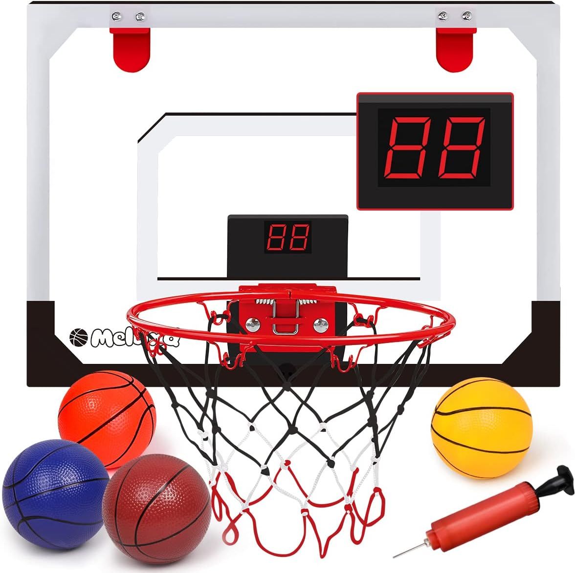 Meland Basketball Hoop Indoor - Mini Basketball Hoop for Door with Electronic Scoreboard, 4 Balls... | Amazon (US)