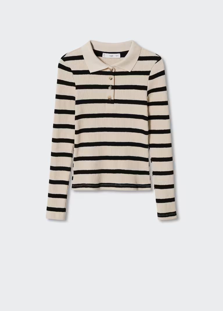 Striped cotton polo shirt -  Women | Mango USA | MANGO (US)
