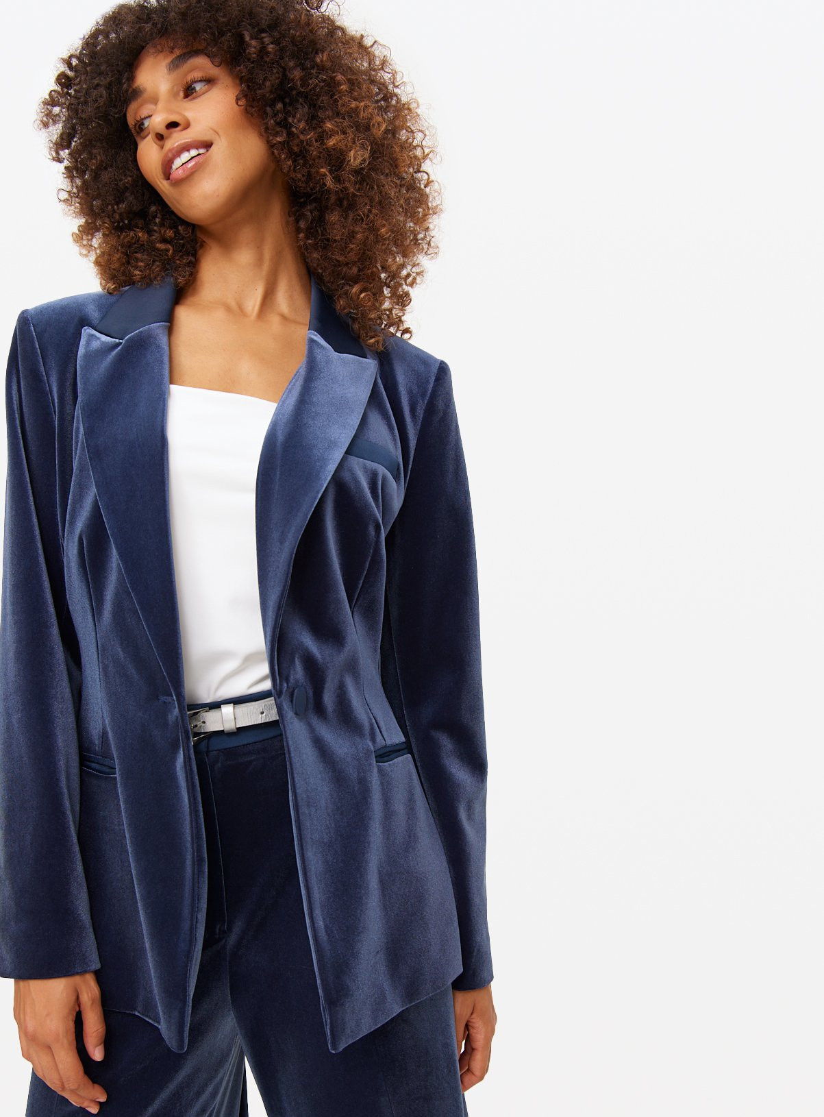 Navy Single Breasted Co-ord Velvet Blazer 22 | argos.co.uk