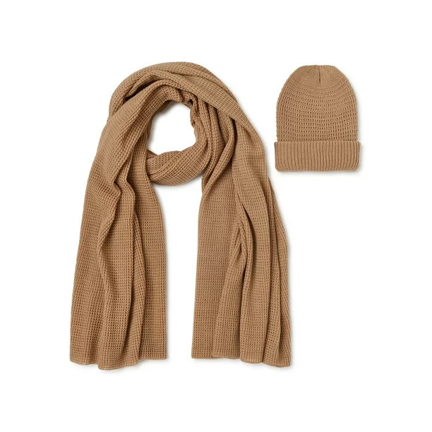 Time and Tru Women's Waffle Scarf and Beanie, 2-Piece Set - Walmart.com | Walmart (US)