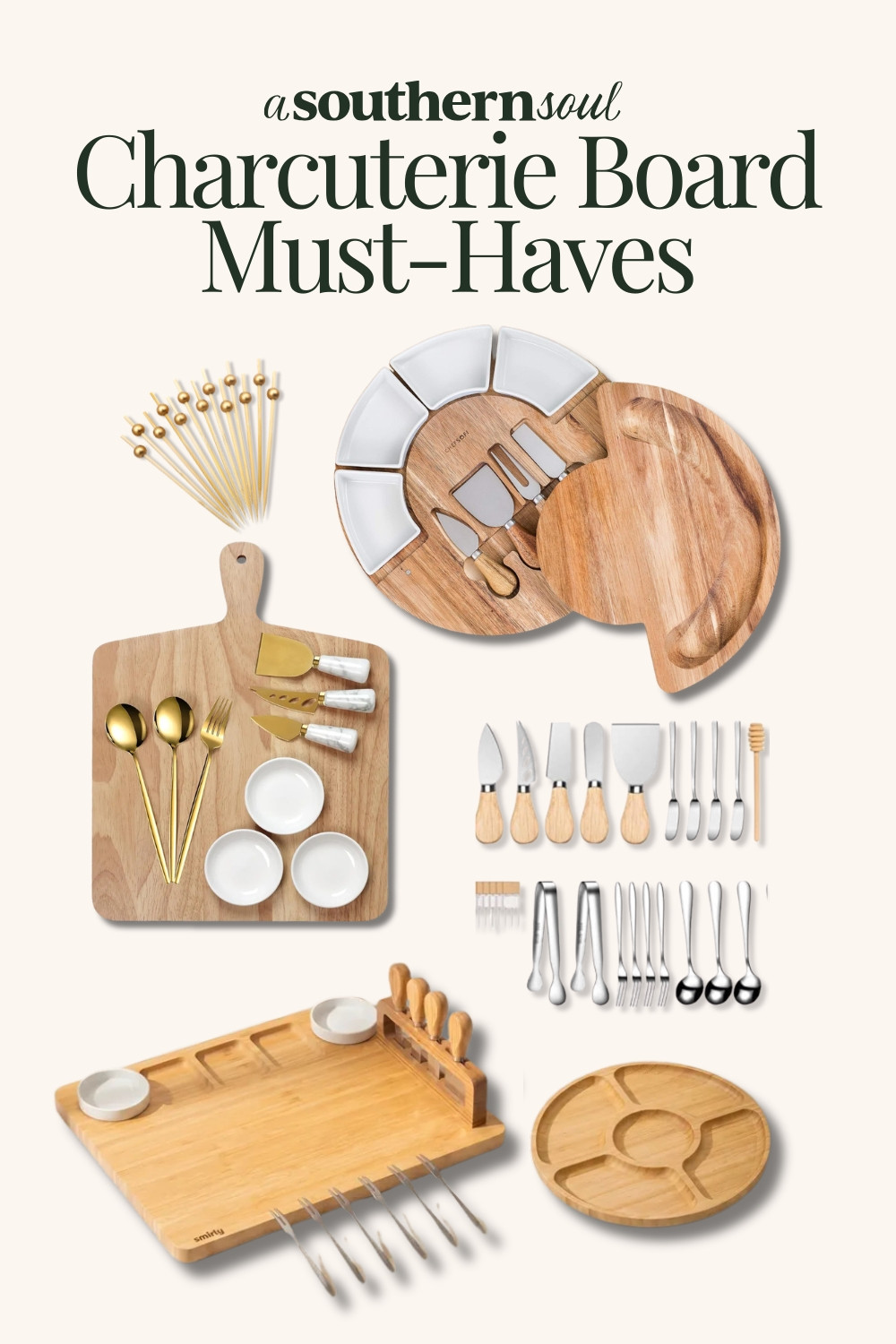 My favorite acacia and bamboo cheese boards, swivel serving trays, gold cheese knives, and appetizer picks for easy entertaining. 

Perfect for holiday hosting! 

 #CharcuterieBoard #LTKfoodie #LTKSeasonal #LTKHome