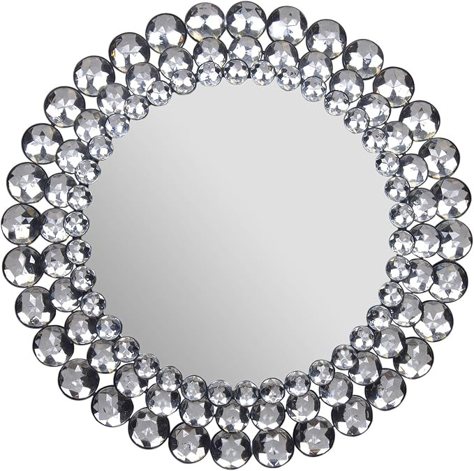 Everly Hart Collection Round Jeweled, 17" Mirrors, 17" x 17", Silver | Amazon (US)