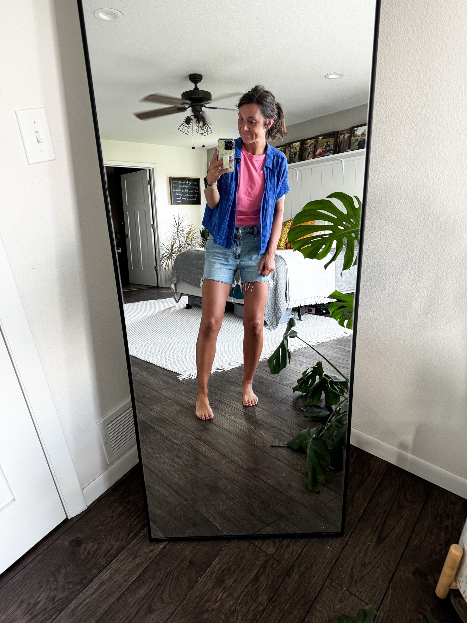 Everything is thrifted except my tank from Walmart 💙🩷

Tank: small 
Shirt: medium 
Shorts: 2

#LTKootd #LTKmomlife #LTKU