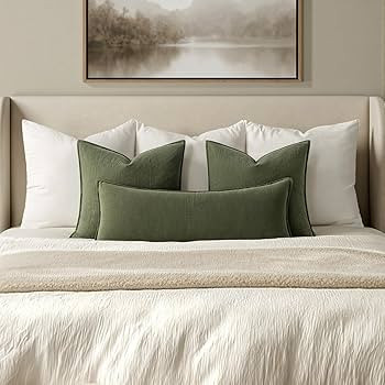 MIULEE Decorative Long Lumbar Throw Pillow Cover for Bed 14x36 Dark Olive Green Boho Farmhouse Ne... | Amazon (US)