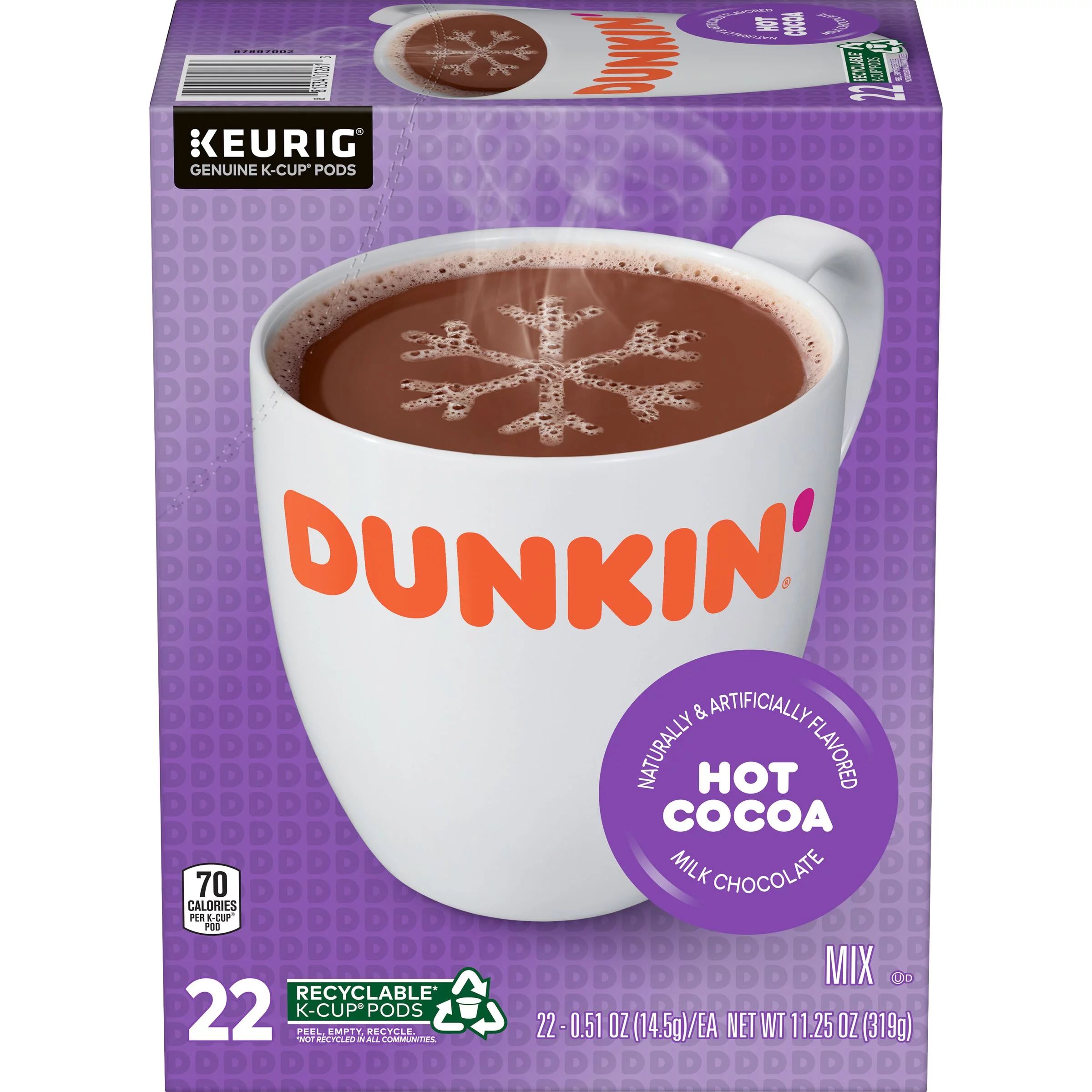 Dunkin' Hot Cocoa K-Cup Keurig Pods, 11.25-Ounce, 22 Count (Packaging May Vary) - Walmart.com | Walmart (US)