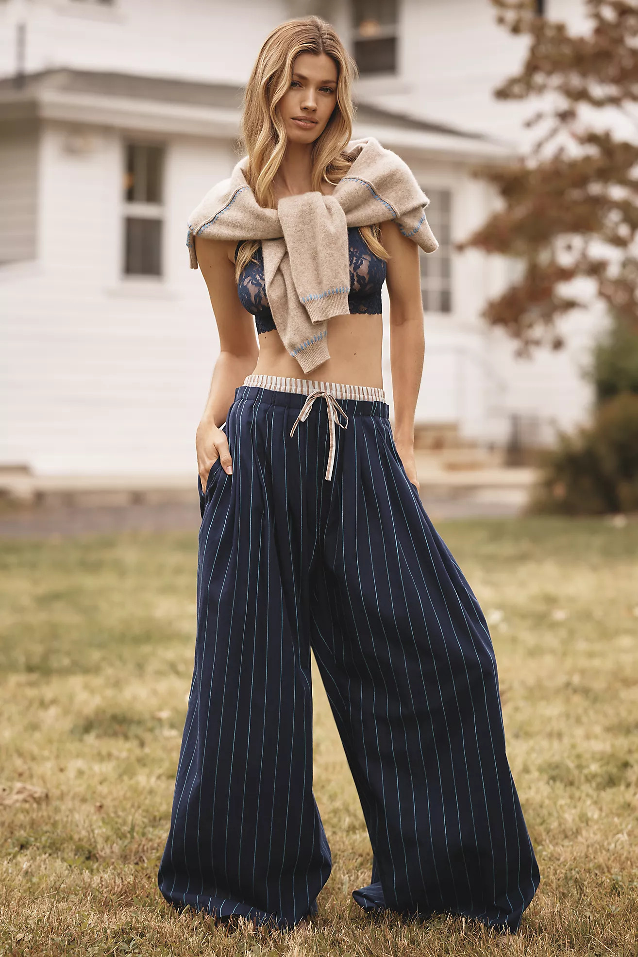 By Anthropologie Mixed Stripe Wide-Leg Pants | Anthropologie (US)