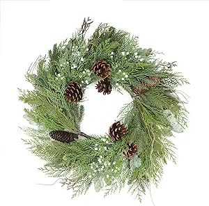 Arett Sales Cedar Pine Cone and Juniper Berry Artificial Christmas Wreath - 24-Inch, Unlit | Amazon (US)