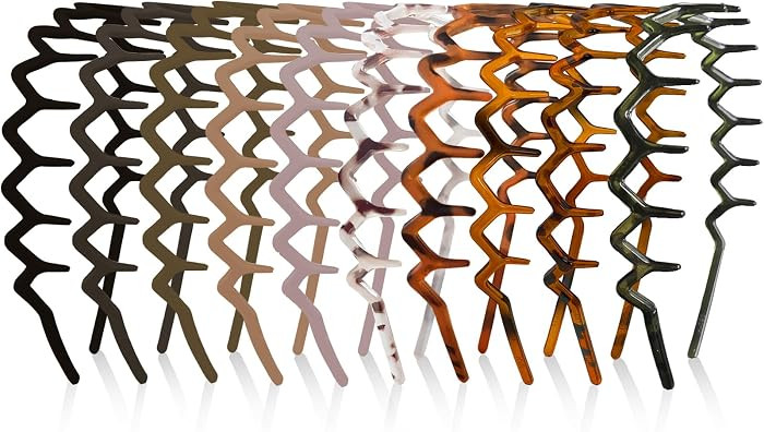 10 Pack Zig Zag Headbands for Women, Non Slip Headband with Teeth, Plastic Hair Bands for Daily W... | Amazon (US)