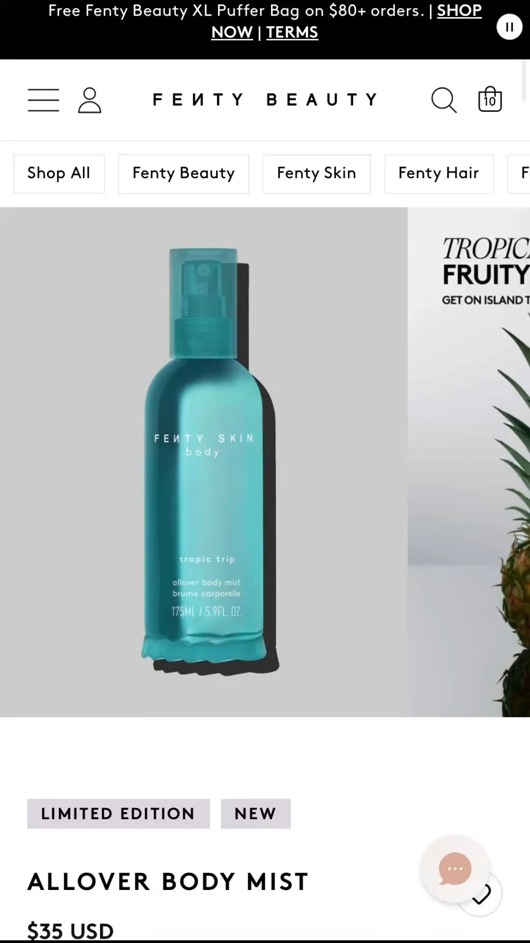 New From Fenty 
All over body Mist limited edition! 
Tropical Trip Now Available For Purchase! Stock up today before sales out !!! 

#LTKBeauty #LTKSeasonal #LTKselfcare
