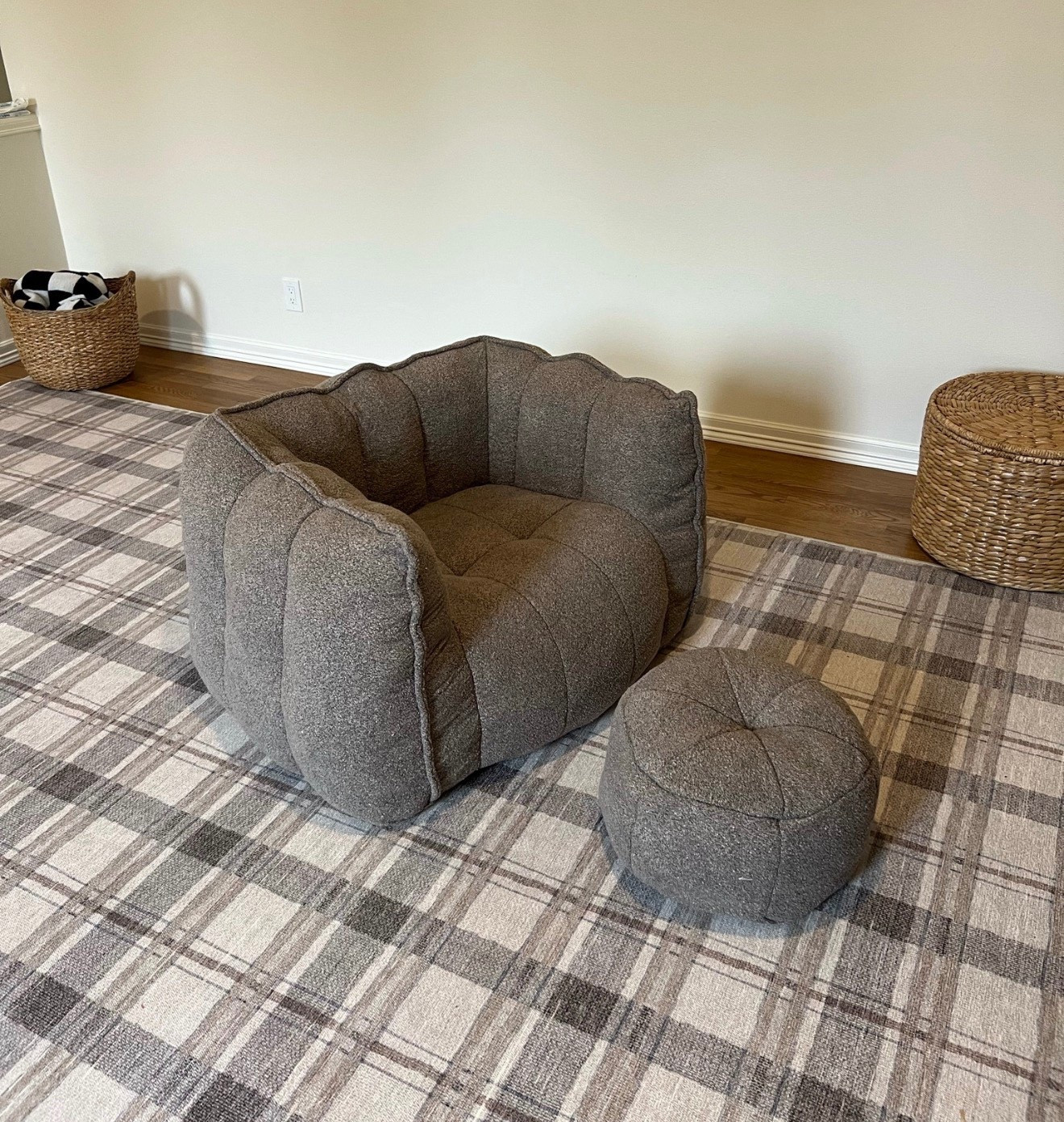 Chairs are back on stock!! Perfect for a playroom or kids room they aren’t meant for a living space but for kids perfect. Sturdy and heavy but soft and slouchy. Super comfy!! We love them 10/10. When they arrive they are crunched up small in a box and take a few days to fluff up! 

#LTKFamily  #playroom #sherpachair #ltkunder200 #ruggable #washablerug 

#LTKHome