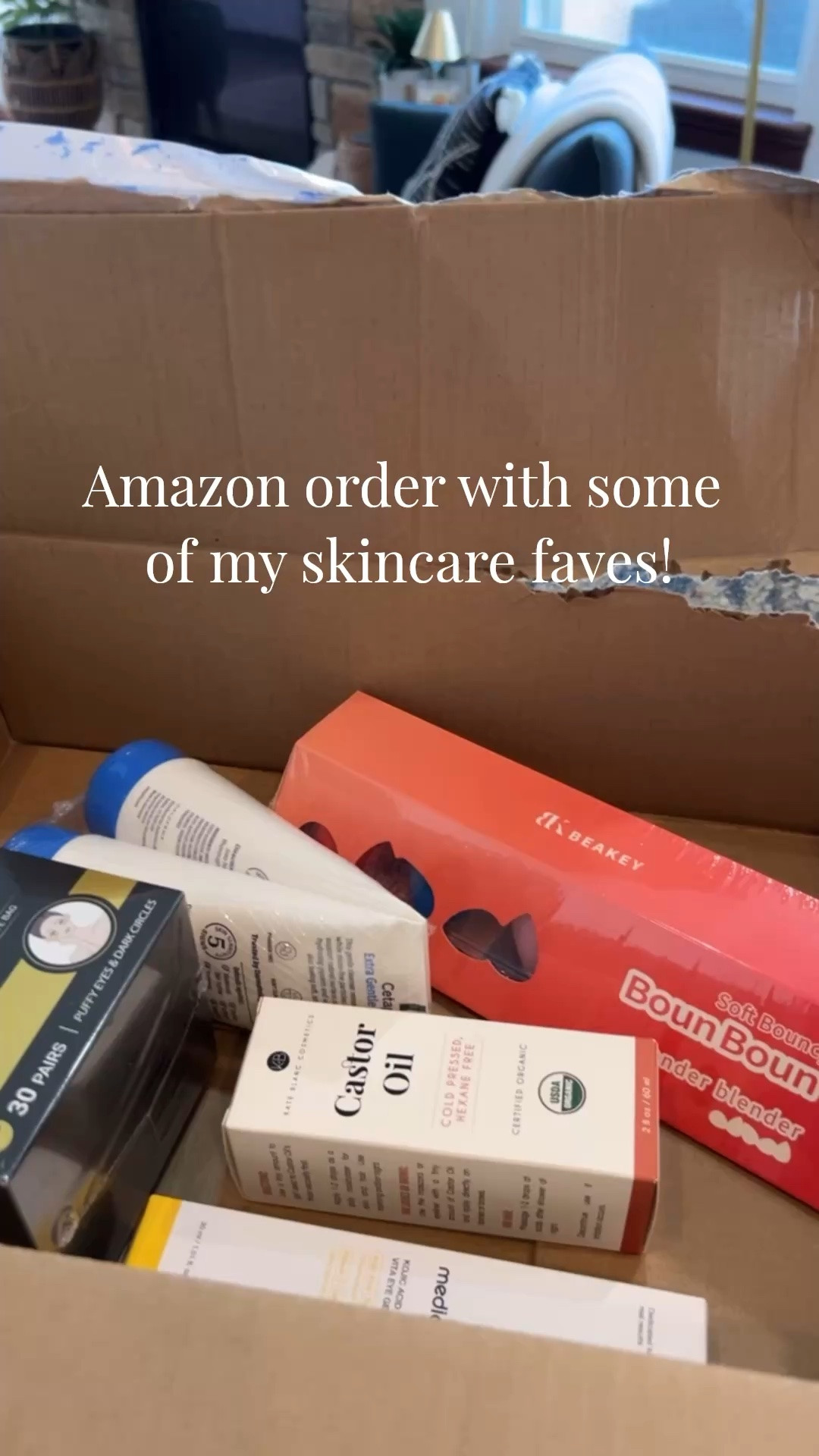 The best kind of package to wake up to! Reordered some of my beauty/skincare favorites! Eye masks, makeup sponges, face scrub, caster oil for anti aging and hair growth, and my favorite eye gel!

#LTKselfcare #LTKmomlife #LTKOver40