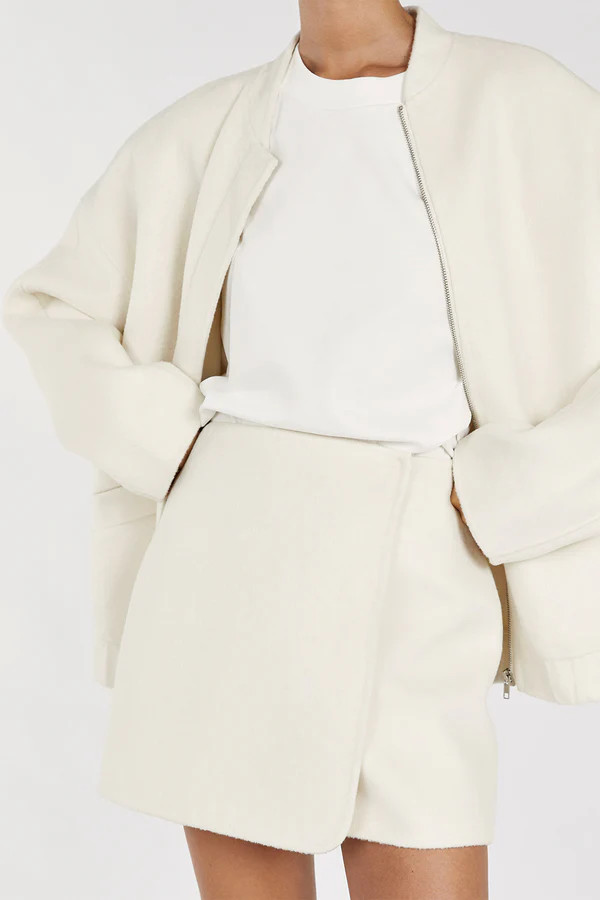 JERI CREAM WOOL BLEND MINI SKIRT | DISSH