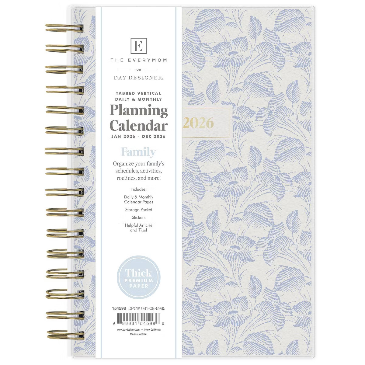 The Everymom 5"x8" Planning Calendar Suffolk Frosted RY 2026 Daily/Monthly Safety Wirebound | Target