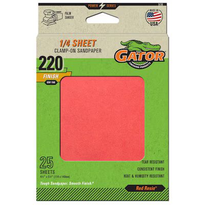 Gator 25-Piece Aluminum Oxide 220-Grit Sheet Sandpaper | Lowe's