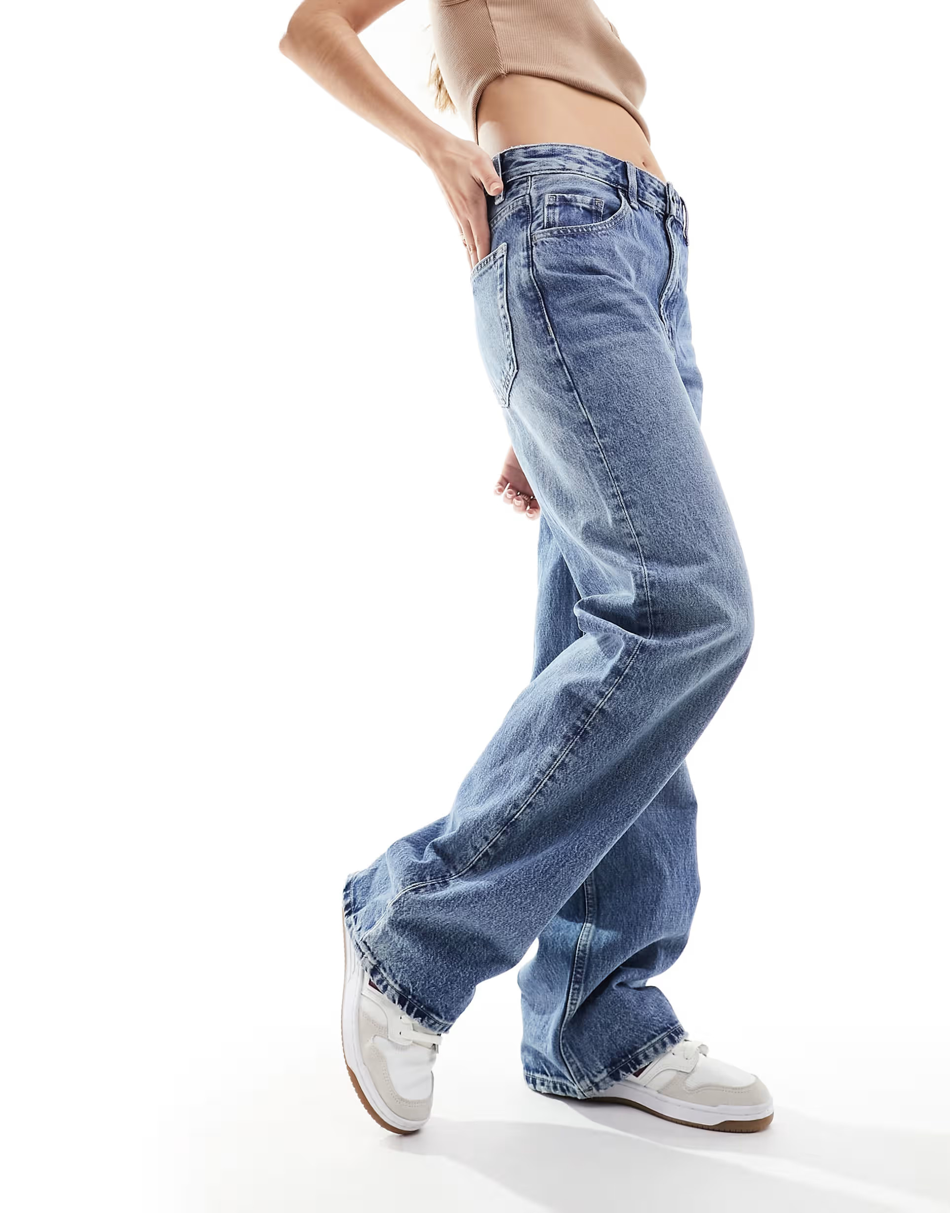 Mango – Straight Oversize Jeans in Hellblau | ASOS (Global)
