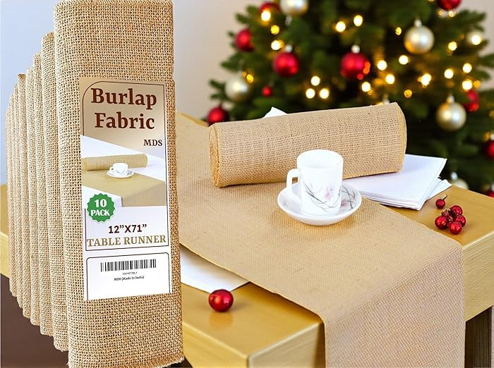 MDS 10 Pack Wedding Natural Burlap Table Runners 12 x 72 Inch Rustic Farmhouse Jute Country Vinta... | Amazon (US)
