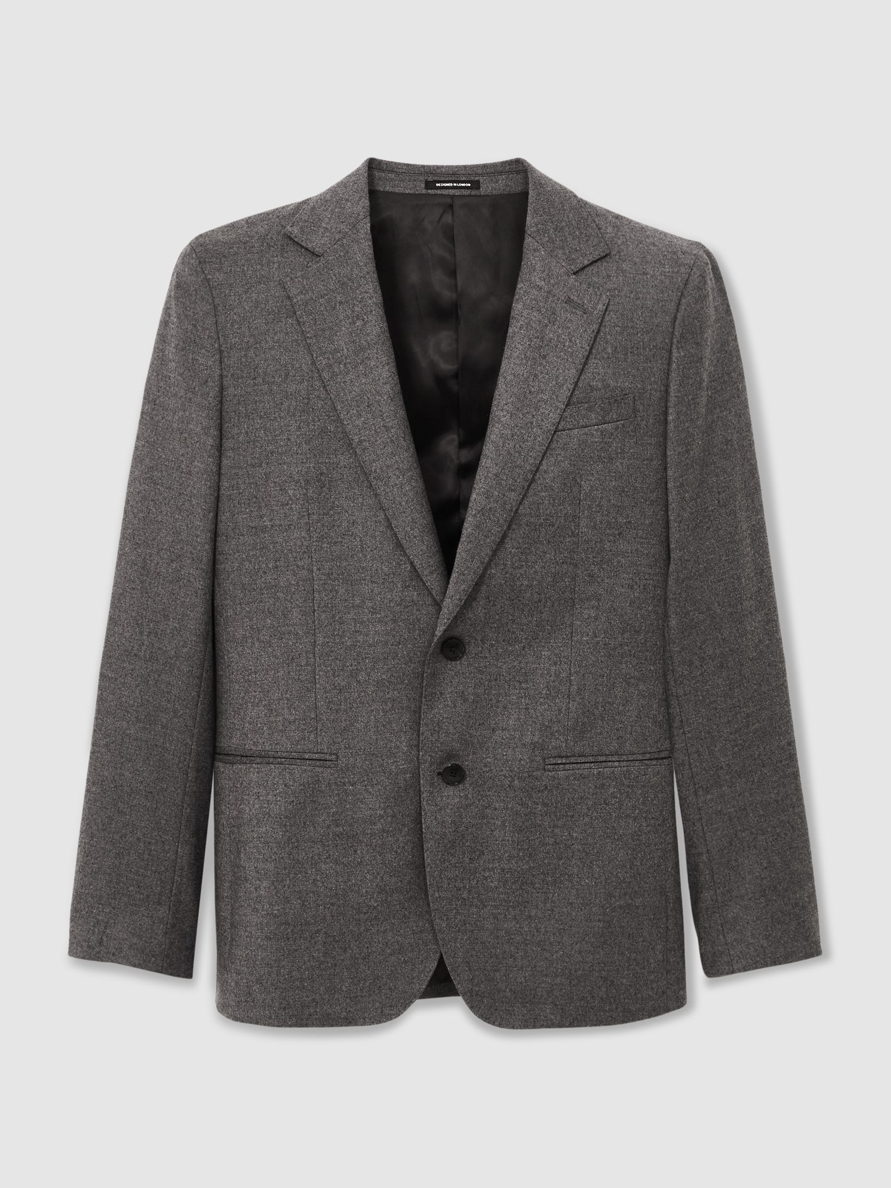 Wool-Blend Suit Blazer Slim-Fit in Grey Melange | Reiss UK
