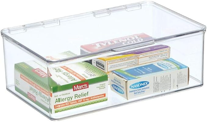 mDesign Plastic Stackable Household Storage Container with Lid - Organizer for Entryway, Closet, ... | Amazon (US)