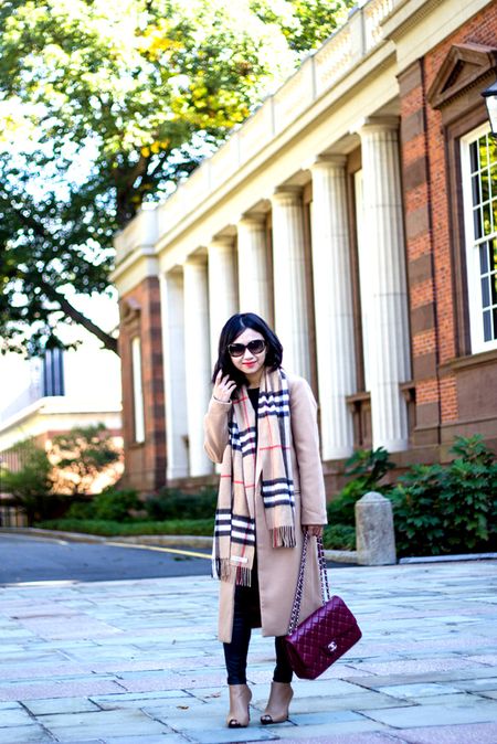 A (majority) tan outfit with burgundy and black accents 

#LTKstyletip #LTKSeasonal #LTKworkwear