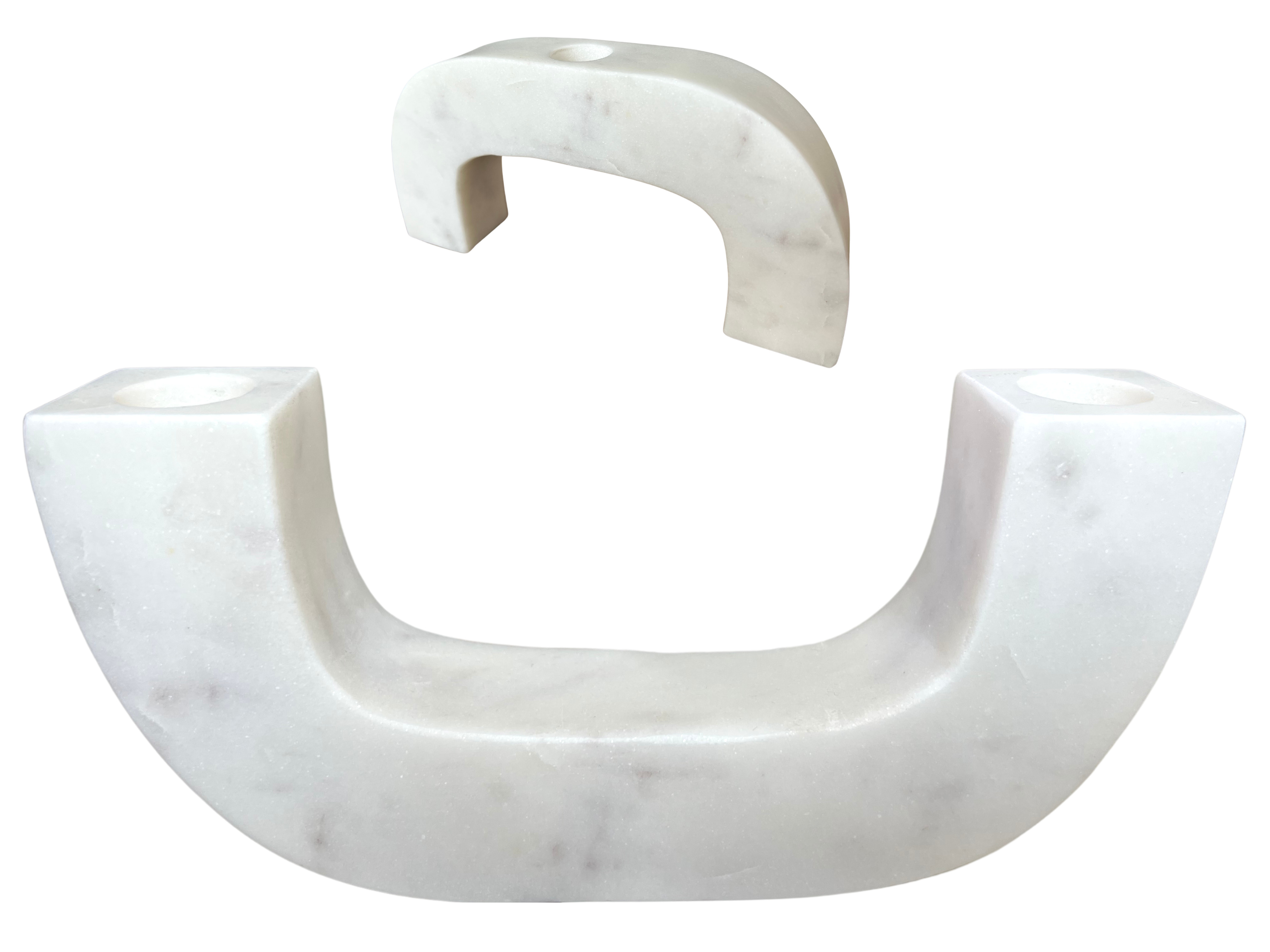 Glimpse & Hollow Marble Candle Holder, Decorative Taper Candleholder | 8" - Walmart.com | Walmart (US)