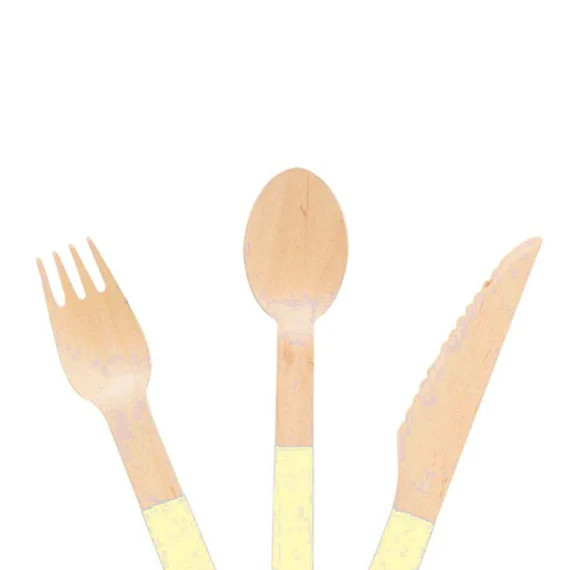 Pastel Yellow Wooden Utensils 24 Cm Long Set of 24 Yellow - Etsy | Etsy (US)