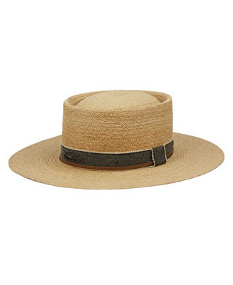 Wide Flat Brim Straw Pork Pie Hat | Macy's