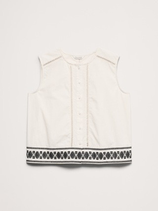 Embroidered Stretch-Cotton Tank | Banana Republic (US)