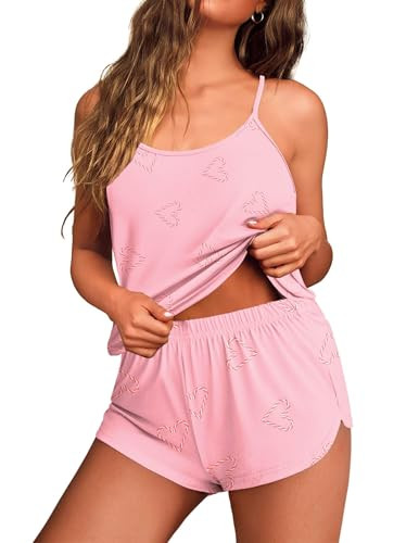 Ekouaer Womens Cami Pajama Sets Sexy Soft Pjs Summer Lingerie Sets 2 Piece Camisole and Elastic W... | Amazon (US)