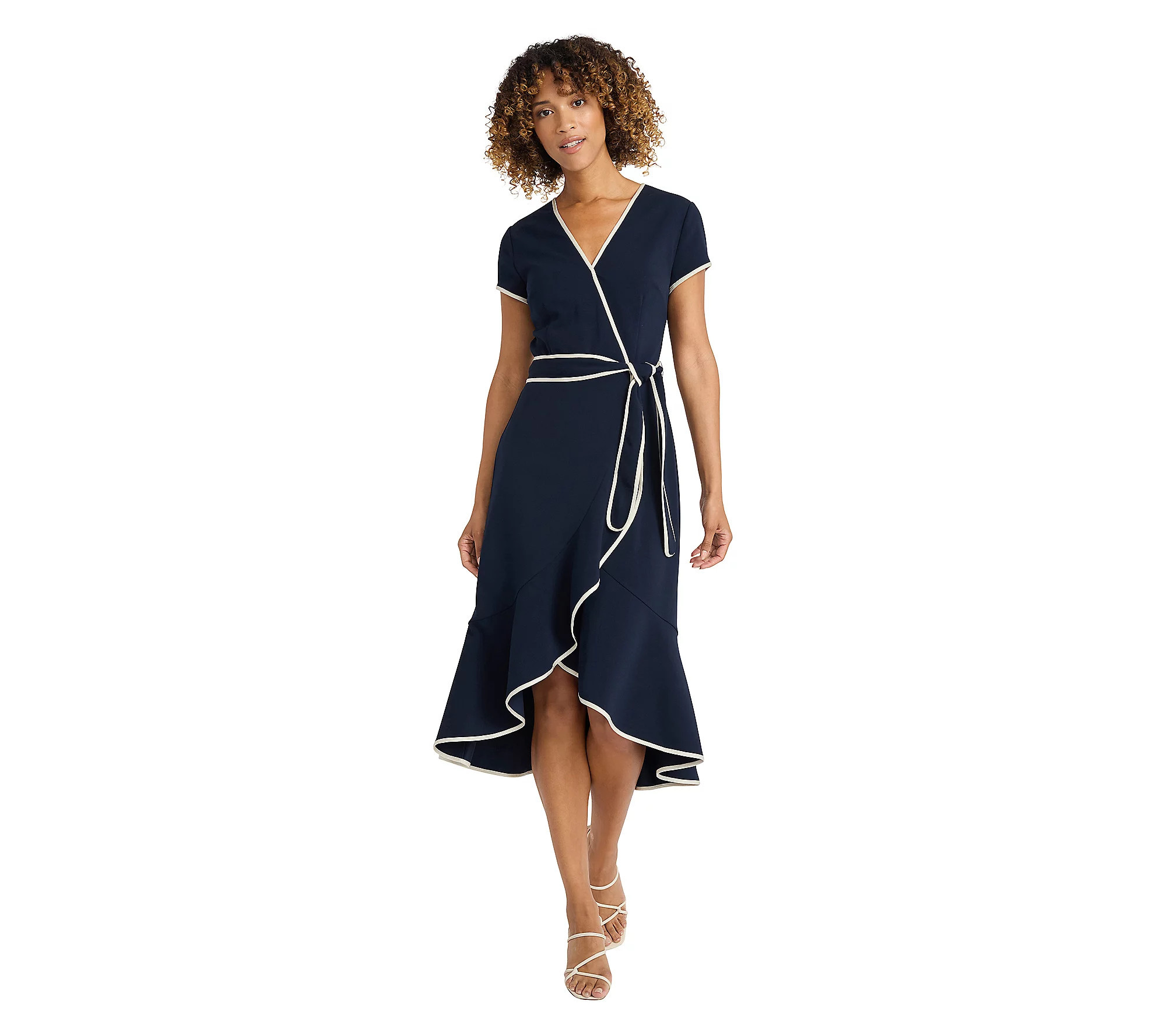 Maggy London Wrap Dress with Piping | QVC