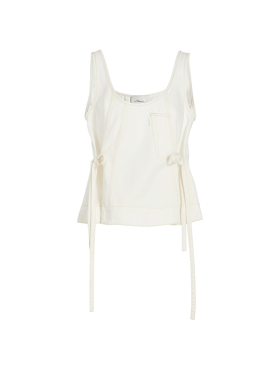 Women's Stonewashed Denim Tie Tank Top - White - Size Large - White - Size Large | Saks Fifth Avenue