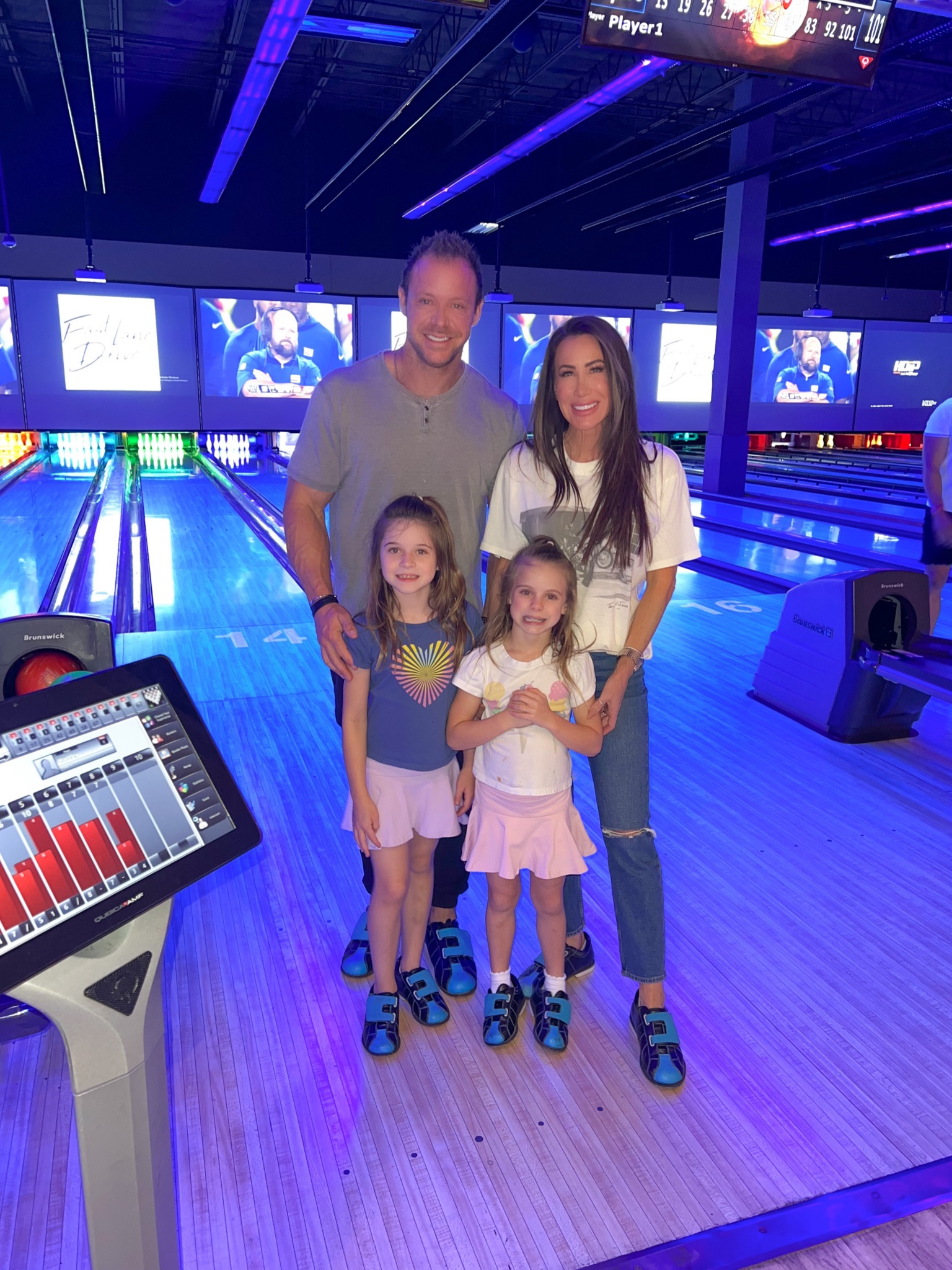 Casual bowling night with the fam 
Sz medium in tee
25 in ankle jeans
Linking girls skorts…tts

#LTKstyletip #LTKkids #LTKsalealert