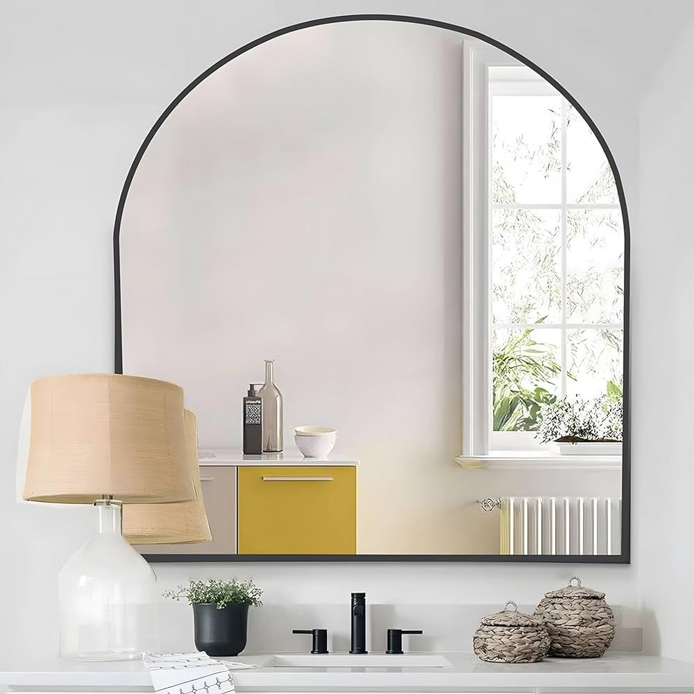 COFENY Arched Mirror, 31"x33" Black Bathroom Mirror with Metal Frame, Wall Mounted Mirrors Decor ... | Amazon (CA)