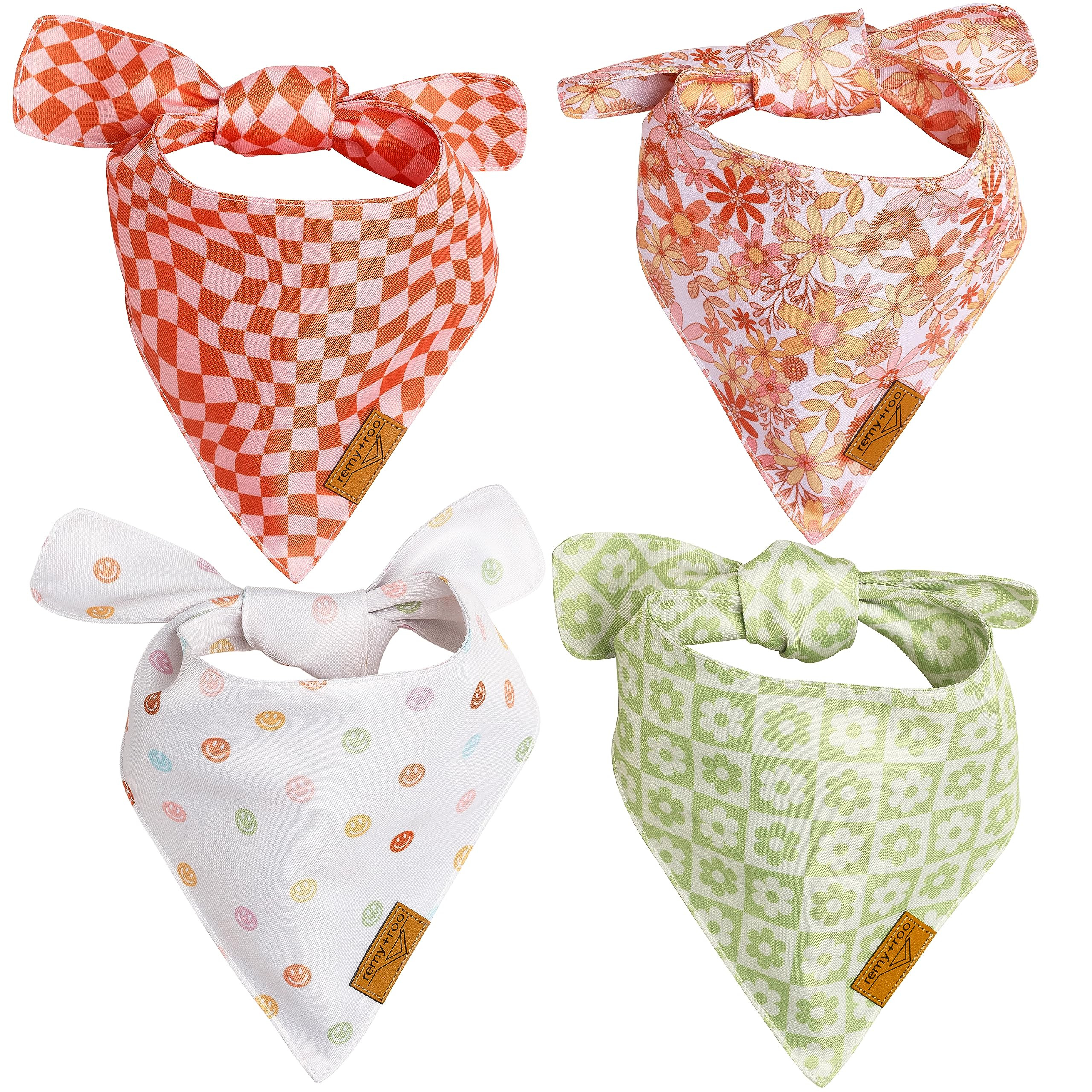 Remy+Roo Large Spring Dog Bandanas - 4 Pack Daisy Set | Premium Durable Adjustable Polyester Fabr... | Amazon (US)