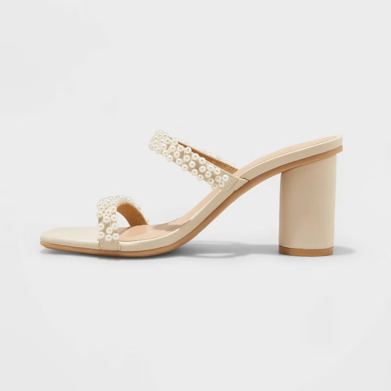 Women's Audra Mule Heels - A New Day™ Cream | Target