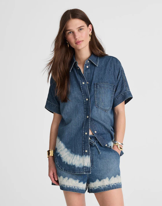 Shibori Denim Short-Sleeve Shirt | Madewell