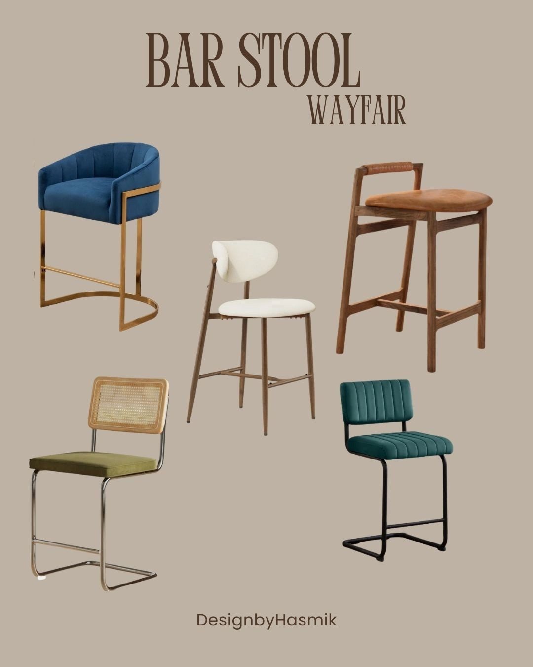 Bar stools are one of the most impactful design elements in a kitchen because they combine function, comfort, and style. The right bar stool can instantly elevate the look of a kitchen island, breakfast bar, or home entertaining space while creating a welcoming place for everyday living. I curated these bar stools from Wayfair because they blend modern design, beautiful materials, and timeless silhouettes that work effortlessly in a variety of interiors.

A kitchen island is often the heart of the home. It’s where people gather for morning coffee, casual meals, conversations, and hosting guests. Because of this, choosing seating that feels comfortable and visually appealing is essential. A well-designed bar stool can help anchor the island while also bringing warmth and personality into the space.

This collection includes a variety of styles, from upholstered seating to warm wood frames and sleek metal bases. Materials like velvet, leather, wood, and metal add texture and depth while keeping the design sophisticated and balanced. Rich colors such as deep blue and green create a bold statement, while neutral tones and warm wood finishes offer a timeless look that blends beautifully with many kitchen styles.

Whether your home leans modern, contemporary, or transitional, the right bar stool can transform your kitchen into a space that feels both stylish and comfortable.

#barstools #kitchenisland #kitchendesign #interiordesign #homeinspiration #modernhome #homedecor #interiorstyle #designinspo #ltkhome @Wayfair 

#LTKSpringSale #LTKSaleAlert #LTKHome