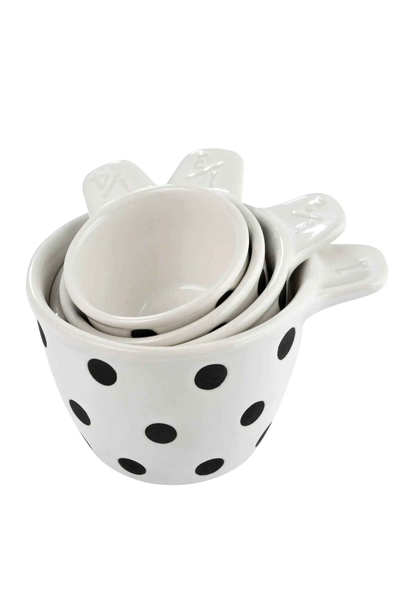 Storied Home Ceramic Measuring Cups with Polka Dots, Set of 4 Sizes, Black and White | Nordstrom | Nordstrom