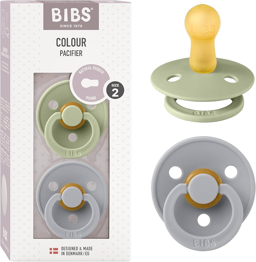 BIBS Pacifiers | Natural Rubber Baby Pacifier | Set of 2 BPA-Free Soothers | Made in Denmark | Sa... | Amazon (US)