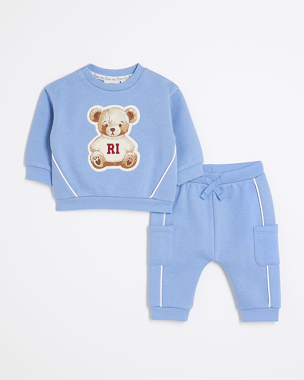 Baby Boys Blue Bear Sweatshirt Set | River Island UK & IE
