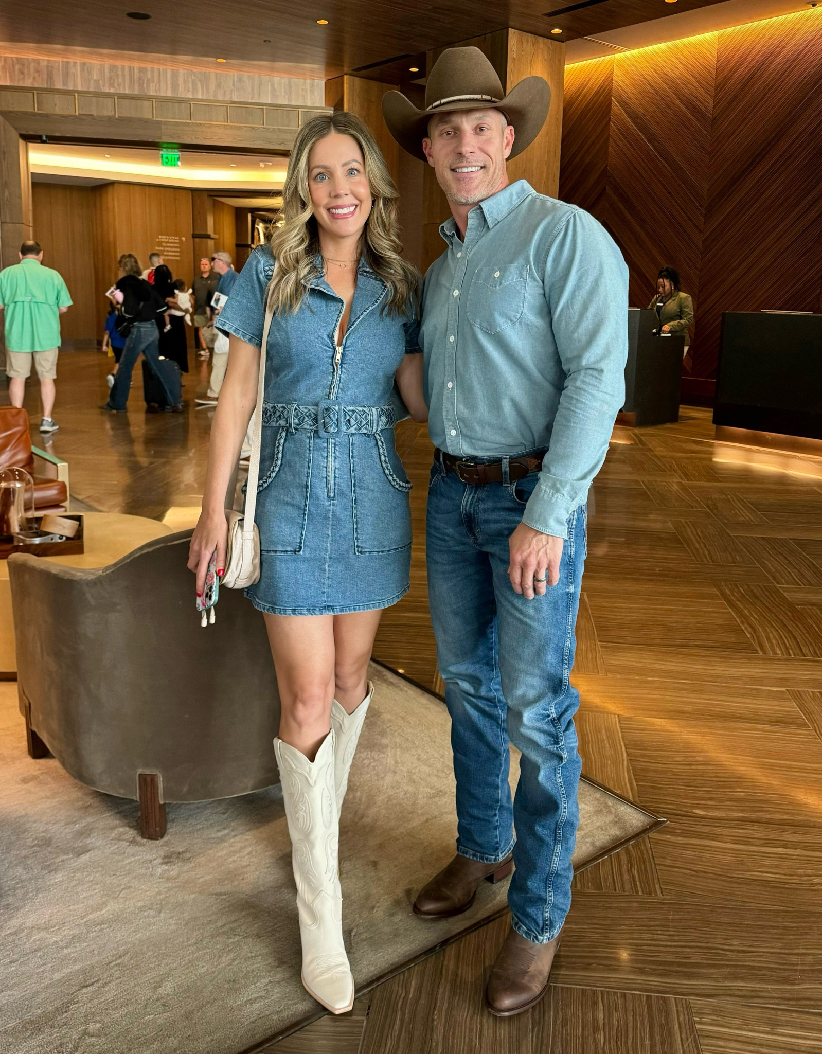 Me and my cowboy at Zach Bryan country concert! Such a good show.

This denim dress is so perfect for a country concert outfit. The fit is so comfortable the denim is stretchy. Wearing a med. I’m 5ft 7”. 

These cream cowgirl boots were so comfortable and stylish. Love the tall fit and square toe. Fit TTS
#countryconcert #concertoutfit #cowgirlstyle #cowboyboots #revolve 

#LTKStyleTip #LTKParties #LTKShoeCrush