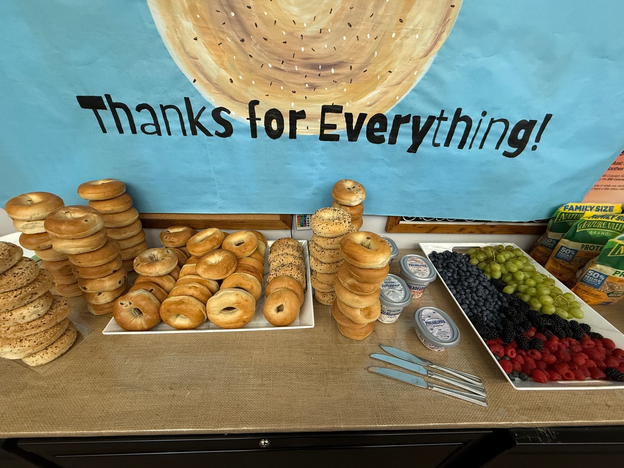 Bagel stands for teacher appreciation breakfast