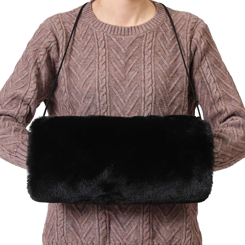 Faux Fur Hand Muffs for Women Winter Warm Arm and Hand Warmer with PU Leather Strap Include Pocke... | Amazon (US)