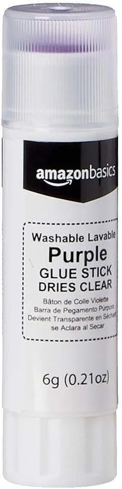 Amazon Basics Purple Washable School Glue Sticks, Dries Clear, 0.21 oz Stick, 4-Pack | Amazon (US)