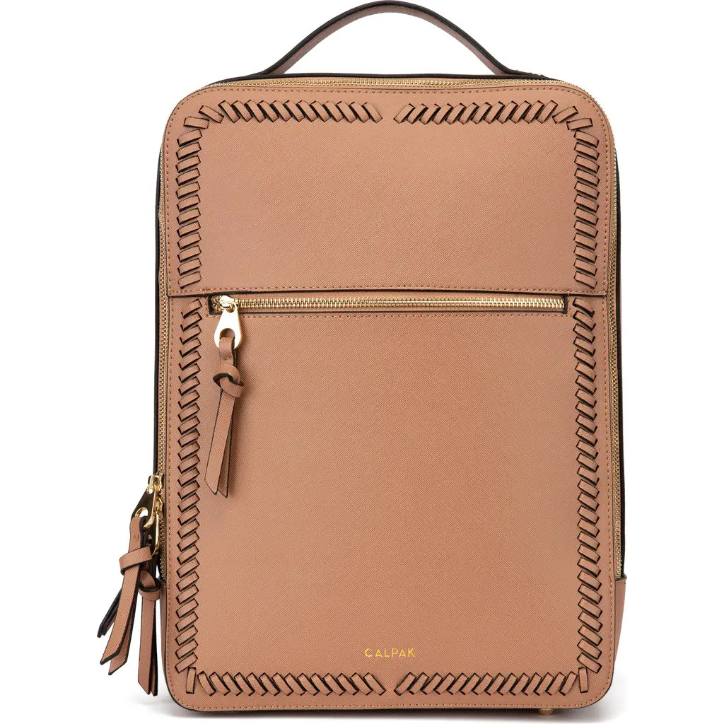 CALPAK Kaya Faux Leather Laptop Backpack in Caramel at Nordstrom | Nordstrom